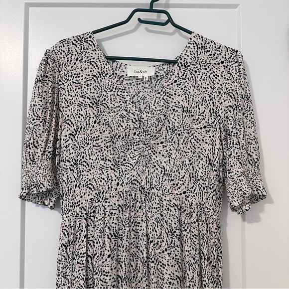 Ba&sh Patterned Midi V- Neck Dress Size Large Women’s - Picture 6 of 15